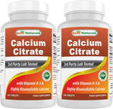 Best Naturals Calcium Citrate with Vitamin D-3 240 Tablets (240 Count (Pack of 2))