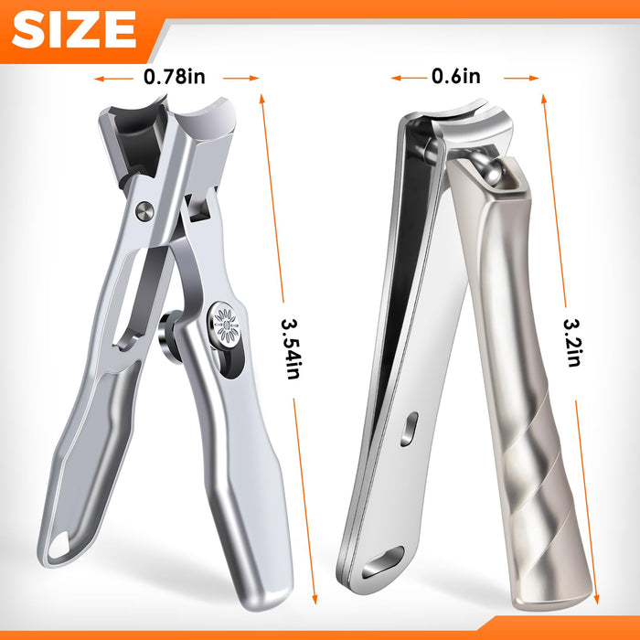 German Nail Clippers for Men Thick Nails, Heavy Duty Large Toenail Clippers for Seniors Thick Toenails with Wide Opening, Ultra Sharp Anti Splash Fingernail Clipper Cutter Long Handle with Catcher