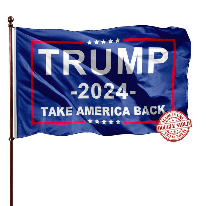 Trump 2024 For President Flag Double Sided 3x5 Outdoor- 3Ply 240D 4 Rows Stitched- Donald Trump Take America Back Flags Banner - UV Fade Resistant With Canvas Header & 2 Brass Grommets