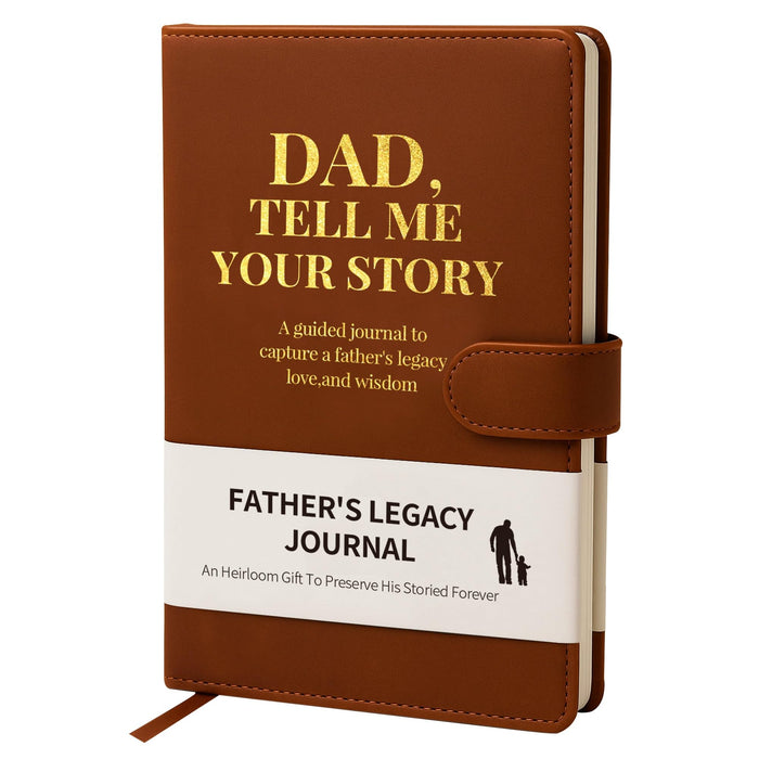 Dad Tell Me Your Life Story Leather Journal (Hardcover) - A Family Heirloom Keepsake with + 275 Prompts to Share His Life Story Book and Memories, Father's Day, Christmas Gift from Daughter & Son