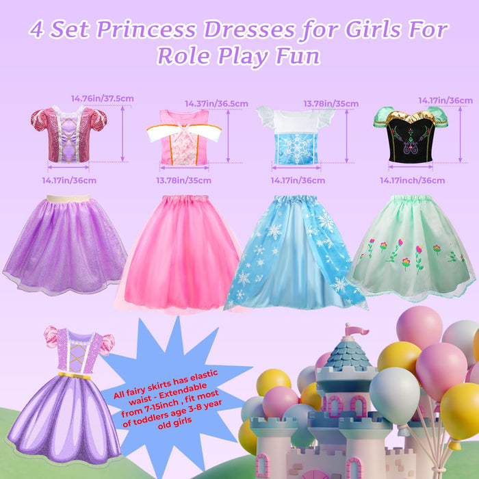 Meland Princess Dress Up - Princess Dress for Girls with Princess Toys, Christmas Birthday Gift for Toddler Girls Age 3-8