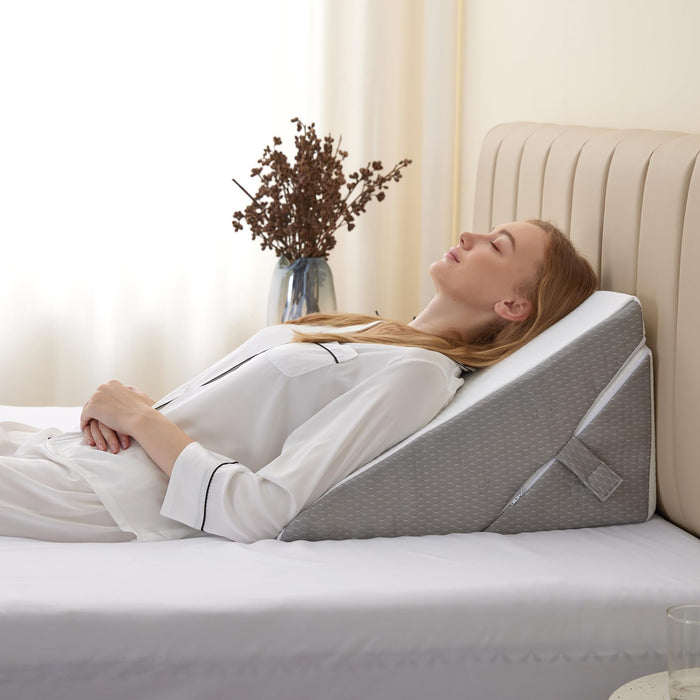 Bedluxe Wedge Pillow for Sleeping, Adjustable 9&12 Inch Foldable Bed W