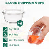 [200 Sets - 3.25 oz] Plastic Portion Cups with Lids, 3.25 oz Plastic Sauce Cups，Jelly Shot Cups Shot Cups, Disposable Condiment Containers for Food Sample