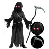 Spooktacular Creations Glowing Eyes Grim Reaper Costume for Kids, Halloween Costume for Boys, Phantom Costume-S(5-7yr)