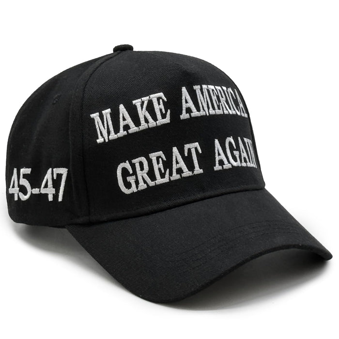 MAGA Hat Trump 2024 Hat 45-47 Embroidered Make America Great Again Donald Trump Slogan Adjustable Black Baseball Cap for Woman Men (Black)