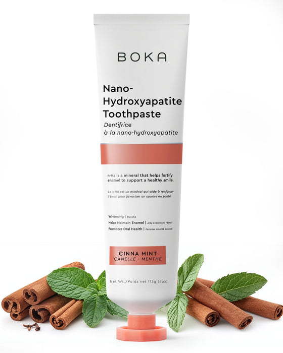 Boka Fluoride Free Toothpaste Nano Hydroxyapatite, Helps Remineralize, Appropriate for Sensitive Teeth, Whitening - for Adult, Kids Oral Care - Cinnamon Mint Flavor, 4 Fl Oz 1Pk - US Manufactured