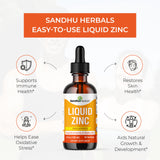 Liquid Zinc for Kids and Toddlers | 4 Oz Ionic Zinc Drops Sulphate Supplements, Large Glass Bottle | Easy to Take, Water Soluble | Unflavored, Made in USA