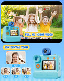 LETSHAHA Kids Camera Instant Print, Christmas Birthday Gifts for Toddle Girls Boys Age 3-12, 24MP & 1080P Selfie Digital Camera with 3 Roll No-Ink Print Paper 32G SD Card - Blue