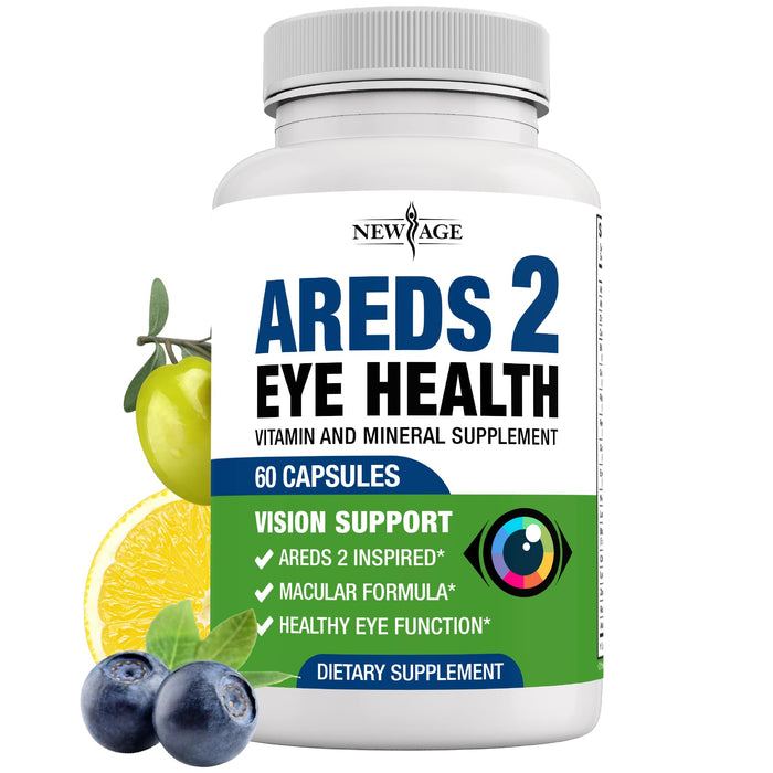 NEW AGE AREDS 2 Eye Vitamin Contains Bilberry 6000mg Lutein & Zeaxanthin - 60 Count