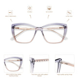 AMOMOMA Trendy TR90 Oversized Blue Light Reading Glasses Women,Stylish Square Cat Eye Glasses AM6031C3 with (Grey/Brown Frame 2.0 x)