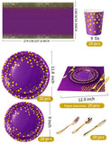 Nkaiso 141 Pieces Purple Gold Party Supplies, Party Dinnerware Sets Include Paper Plates Napkins Cups Silverware, for Wedding Bridal Shower Engagement Birthday Parties Decoration -20 Serves