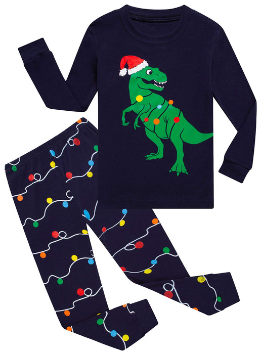 Family Feeling Little Girls Boys Long Sleeve Christmas Pajamas Sets Cotton Holiday Pyjamas Toddler Kids Pjs Blue Size 5 Dinosaur