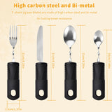 Weighted Utensils for Hand Tremors, Weighted Silverware for Parkinsons Patients Arthritic Hands, Built Up Utensils for Adults, Adaptive Eating Utensils (Black-Bendable Utensils)