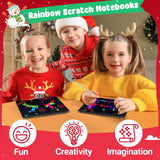 ZMLM Christmas Gifts Toys For Kids: 24 Pack Rainbow Scratch Art Notebook Bulk Scratch Art Party Favors Girls Boys Birthday Party Favors Scratch Pad Classroom Prizes Stocking Stuffers