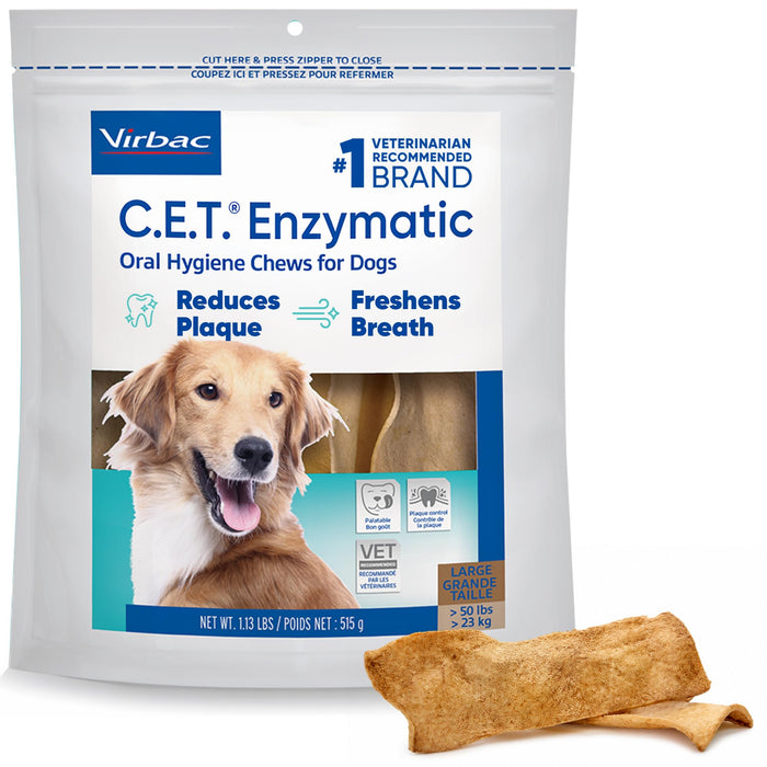 C.E.T. Enzymatic Oral Hygiene Chews for Dogs, Tartar Control, Large