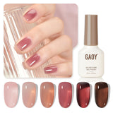 GAOY Rose Garden Jelly Gel Nail Polish of 6 Transparent Nude Red Pink Brown Colors Sheer Gel Polish Kit for Salon Gel Manicure and Nail Art DIY at Home