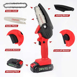 WISCKY Mini Chainsaw Cordless Power Electric-Chain-Saws - 4 Inch Battery Power Chainsaw Small Portable One-Hand Handheld, 26V Rechargeable Operated, for Tree Trimming and Branch Wood Cutting