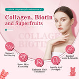 2 Pack Collagen Gummies with Biotin & Keratin 60 Natural Strawberry Flavored Gummies Supplement