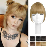 NAYOO Bangs Hair Clip in Bangs 100% Real Human Hair Extensions French Bangs Clip on Air Bangs for Women Hairpieces Curved Bangs for Daily Wear（Ash Blonde）