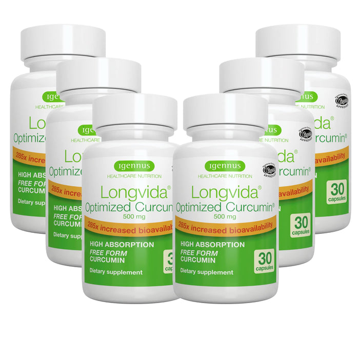Longvida Lipidated Curcumin 500mg, Ultra Bioavailable & Sustained Action, Vegan, 180 Capsules, by Igennus