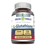 Amazing Formulas L-Glutathione 500 Mg 120 Veggie Capsules | Non-GMO | Gluten Free | Made in USA | Suitable for Vegetarians