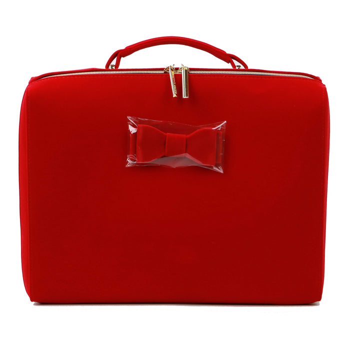 Estee Lauder Red Velveteen Makeup Cosmetics Train Case Travel Storage Bag