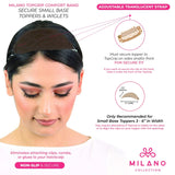 MILANO COLLECTION TopGrip Comfort Band for Small Base Toppers, Adjustable Translucent Strap, Side Openings to Secure Your Wig Topper, Includes Sewing Kit & Clip, Brown, Small