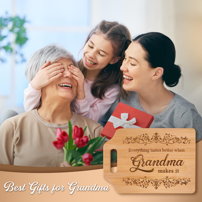 AceThrills Gifts for Grandma, Grandma Birthday Gifts - Engraved Bamboo Cutting Board 12.3"L x 8.7"W x 0.4"Th - Christmas Birthday Gifts for Grandma, Grandma gifts from Grandkids