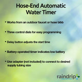 Raindrip R675CT Analog 3-Dial Water, Sprinkler Timer with Rain Delay for Drip Irrigation, Garden, Self-Watering