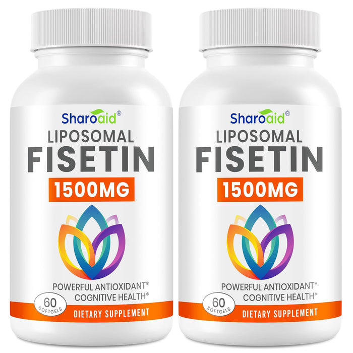 1500mg Fisetin Supplements - Powerful Absorption with Liposomal Delivery,98% Pure Fisetin,Polyphenol Antioxidant for Healthy Aging,Non-GMO - 2 Bottles, 120 Softgels for Adults