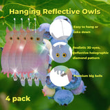 Dyvicl Fake Owl Hanging Reflective Owl for Woodpecker Deterrent 4 Pack