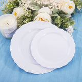 U-QE 100 Pieces White Disposable Plates - Premium Hard Plastic Plates for Wedding and Party Use Including 50 Dinner 10.25 '' & 50 Dessert 7.5 '' Plates