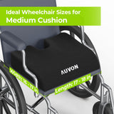 AUVON Wheelchair Seat Cushions (18"x16"x3") for Sciatica, Back, Coccyx, Pressure Sore and Ulcer Pain Relief, Memory Foam Pressure Relief Cushion with Removable Strap, Breathable & Waterproof Fabric