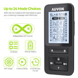 AUVON 24 Modes Dual Channel TENS Unit Muscle Stimulator with 2X Battery Life, Rechargeable TENS Machine for Pain Relief, Belt Clip, Continuous Time Setting, Portable Bag, Cable Ties, 10 Electrode Pads
