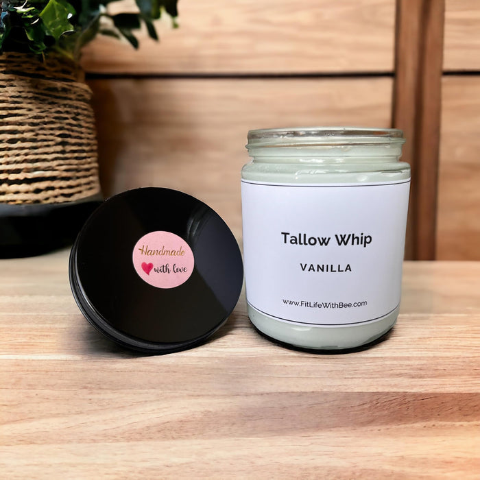 9oz Grass Fed Beef Tallow Cream - Vanilla, Natural Baby Lotion Skin Moisturizer - 100% handmade by FitLifewithBee