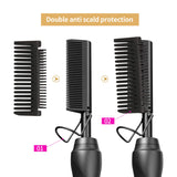 Hot Comb Hair Straightener Heat Pressing Combs - Ceramic Electric Hair Straightening Comb, Curling Iron for Natural Black Hair Beard Wigs Holiday Gift - Black 3 In1