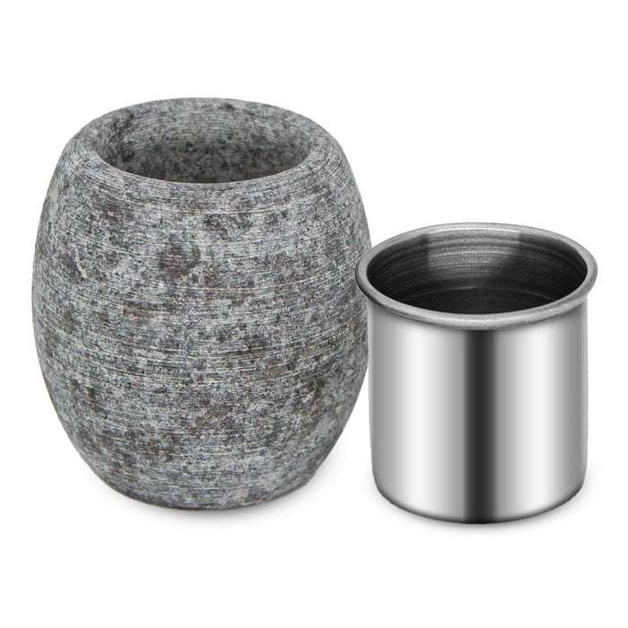 MXMZHXU Sauna Aromatherapy Stone, Sauna Essential Oil Diffuser, Natural Rock with Stainless Steel Bowl for Essential Oils, Spa Accessories