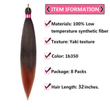 FAYETA Ombre Pre Stretched Braiding Hair, 28''-8 packs Silky Color Blend Braid Hair Extensions, 100% Kanekalon Synthetic Crochet Hair Braids, Yaki Texture Hair Braiding (32''-pack of 8, 1b/350)