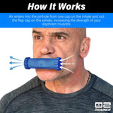 Bas Rutten O2 Inspiratory Muscle Training Device for Improving Diaphragmatic Breathing | Portable Lung Muscle and Respiratory Power Training Device | High Altitude Breathing Trainer | Blue