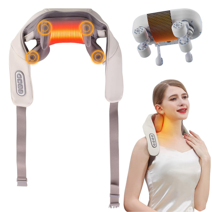 AERLANG Shiatsu Neck and Back Massager with Heat,Neck Massager Cordless Deep Tissue 4D Kneading Massage for Neck, Back, Shoulder, Muscle, Relaxation Gifts for Men, Women, Home Office Car Use