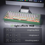 EWEADN G61 Typewriter Keyboard Wireless Mechanical Keyboard, 60% Retro Typewriter Keyboard with Rainbow Backlit, Anti-Ghosting, Red Switch Bluetooth/2.4GHz/USB-C Cute Aesthetic Keyboard-Green