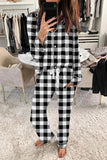 Aamikast Pajama Sets for Women Soft Button Up Christmas Pjs Matching Sets (Plaid Black L)