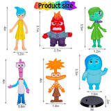 6Pcs Mood Action Figure Set - Inside Cartoon Cake Topper Posable Character, Action Toy for Birthday Parties Christmas Collectible Toy Set Ornaments