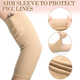 Vinsatin 6 Pcs PICC Line Sleeve PICC Line Cover Fashionable Breathable Upper Arm Cover for Adult (Light Neutral Color,X-Large)