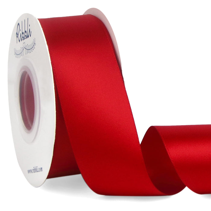 Ribbli Red Double Faced Satin Ribbon,1-1/2” x Continuous 25 Yards,Use for Bows Bouquet,Christmas Gift Wrapping,Floral Arrangement