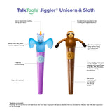 TalkTools Jiggler - Chewable Oral Facial Massager - Oral Sensory Massager - Calming Motor Therapy for Kids - Unicorn/Sloth - Set of 2