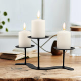 Home Decor Candle Holder Fireplace: 10 inch Metal Pillar Candelabra for Outdoor Wedding Party - Black Candle Stand for Indoor Dining Living Room - Advent Halloween Christmas