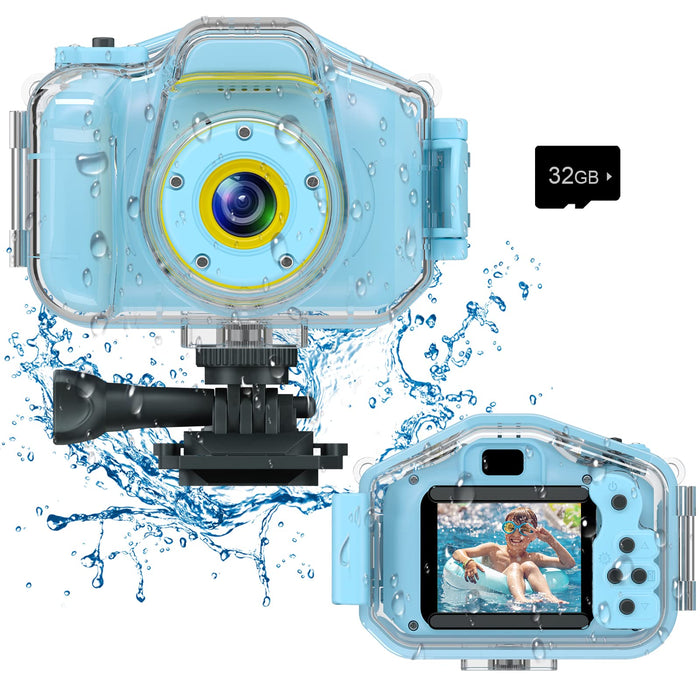 Agoigo Kids Waterproof Underwater Camera Toy for Boys Girls Ages 3-12, Blue