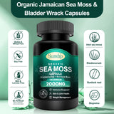 Organic Sea Moss Capsules 2000mg Irish Sea Moss, Burdock Root, Bladderwrack for Immune System, Gut Cleanse, Thyroid Supplement, 120 Vegan Sea Moss with All-Natural Sea Moss Powder for Men Women