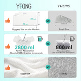 YFONG X-Large Microfiber Hair Towel Wrap for Women, Soft Hair Drying Towel with Elastic Band, Fast Drying Hair Turbans for Wet Curly Long Hair, Microfiber Towel for Hair Anti Frizz 30" X 40" (White)